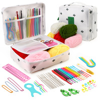 Kit de Crochet Multicolore pour Débutants avec Sac de Rangement Accessoires Transfrontalier, Kit de Couture en Gros avec Fils et Aiguilles de Niveau Débutant
