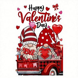 Bandera de Jardín con Gnomos de San Valentín, 12X18, Doble Cara, Impermeable, de Poliéster, para Exteriores, Camiones, Patios, Decoración Rústica de Granja - Product Image 2