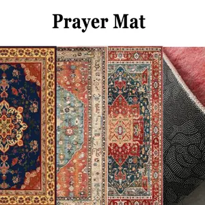 2024 New Design Prayer Mat Custom Islam muslim Prayer Rugs Soft washable Faux silk velvet Printed Floor Carpet