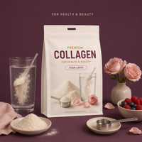 Sachets de poudre de collagène imprimés sur mesure, qualité alimentaire, refermables, pour l'emballage de peptides de collagène, vente en gros pour la santé et la beauté