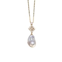 Collier ras du cou exquis en perles d'eau douce naturelles de Zhuji, pendentif perle irrégulière, élégant pour femme de bureau, blanc