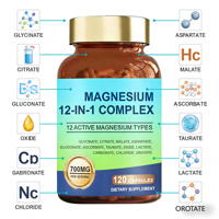 OEM Fournisseur de Complexe de Magnésium Élémentaire, Complément de Magnésium, Capsules de Magnésium Complexe 12-en-1 pour Adultes