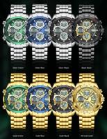 Montre chronographe multifonction POEDAGAR E108 en acier inoxydable, étanche, lumineuse, à quartz, numérique, double fuseau horaire pour homme