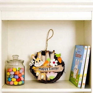 Decoración Colgante de Madera Ecológica al por Mayor, Anillo de Madera con Diseño de Conejo de Pascua, Decoración <span class=keywords><strong>3D</strong></span> de Madera para Pascua - Product Image 4