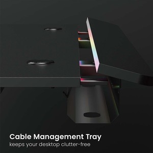 GMD16-<strong>3</strong> RGB Gaming Desk With LED Light Strip <strong>Computer</strong> <strong>Table</strong> for Gamer Setup Gaming Workstation Black Z Shaped Desk - Product Image 2