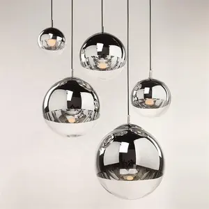 Creativo semplice moderno galvanico sfera di vetro lampada a sospensione sala da pranzo soggiorno caffetteria lampadario