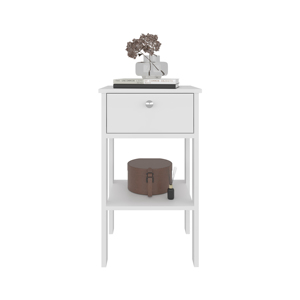 Nightstand 1 Drawer 1 Shelf <b>White</b> <b>Bedside</b> <b>Table</b> Storage Unit - Product Image 6