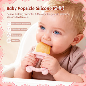 Moule à sucettes glacées et anneau de dentition en silicone pour bébé, bac à glaçons pour aliments pour bébés, pour crème glacée maison et sevrage dirigé par l'enfant Issili - Product Image 2