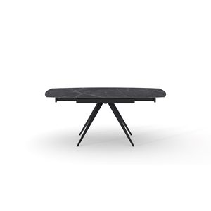 Table extensible en céramique Lavinia, plateau en marbre noir, base en métal, table à manger d'intérieur - Product Image 5
