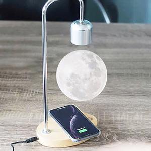 Lámparas de Noche con Forma de Luna Nueva, Lámpara de Levitación Magnética con Carga Inalámbrica para Teléfono Móvil, Luces Decorativas para Mesa de Noche, Dormitorio, Escritorio - Product Image 2