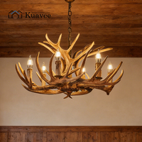Lustre créatif en résine, style pastoral, multicouche, en forme de bois de cerf, rétro industriel, de luxe, pour projets de villas au Koweït