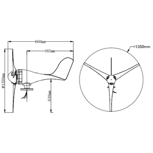 Generador Eólico, Dinamo Eólica, Aerogenerador de 400w, Pequeña Turbina Eólica para Uso Doméstico, 12/24v <span class=keywords><strong>HAWT</strong></span> - Product Image 2