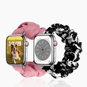 Stampa floreale Scrunchie tessuto elastico da donna cinturino da donna per <span class=keywords><strong>Apple</strong></span> <span class=keywords><strong>Watch</strong></span> 6 7 8 9 <span class=keywords><strong>Ultra</strong></span> 2 cinturino da polso di ricambio - Product Image 1