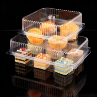Boîte d'emballage transparente à charnière en plastique (6 unités) pour biscuits, desserts, pâtisseries, muffins, cupcakes, avec impression en relief pour aliments