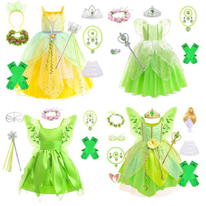 Disfraz de Hada para Niñas, Vestido de Princesa Tinkerbell con Alas de Elfo, para Halloween, Cumpleaños, Poliéster - Product Image 2
