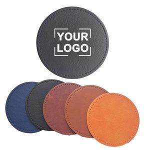 Sous-verre en cuir PU personnalisé WSY454 avec impression de logo, sous-verre en cuir PU pour boissons, tapis de tasse, cadeau promotionnel - Product Image 1