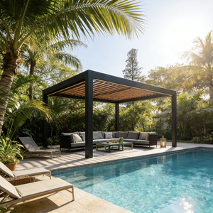 Pergola de jardin de luxe en aluminium, vente directe usine, pergola autoportante d'extérieur, pergola motorisée à lames orientables, auvent. - Product Image 4