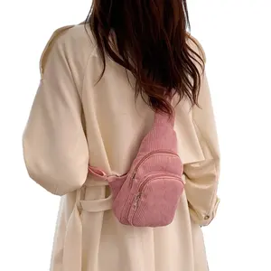 Fashion Women's Sling Bag Custom Hot Selling Corduroy Bag Winter Corduroy Women's Chest Bags