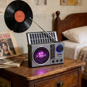 Radio <span class=keywords><strong>FM</strong></span> portátil de plástico JOC H-760BTDS con energía solar, altavoz inalámbrico, reproductor USB/TF y luz LED - Product Image 2