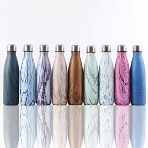 Bouteille d'eau sport isotherme en acier inoxydable 304 de 500 ml (17 oz) avec motif bois, forme Coca-Cola, personnalisable pour promotion extérieure - Product Image 3