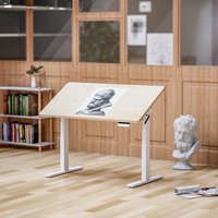 Table de studio de peinture à inclinaison réglable pour maison moderne Table de bureau électrique avec cadre en acier pliable Bureau à dessus rabattable