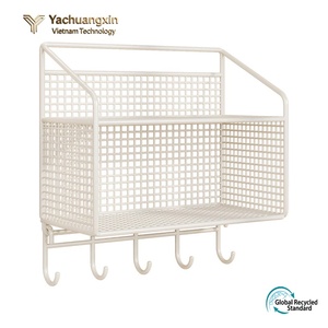 Minimalist Metal Wall Mounted Storage <b>Rack</b> With Hooks For Behind Door Or Wall Organization Rust Resistant Single Tier Design - Product Image 3