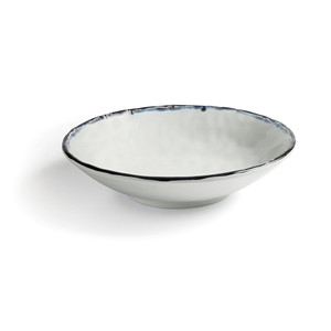 Piatto Fondo Rotondo con Bordo Blu Mare in Ceramica per Servire - Product Image 1