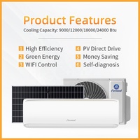 Pour climatiseur solaire split 9000-12000 Btu AC/DC onduleur hybride refroidissement et chauffage WiFi extérieur R410A
