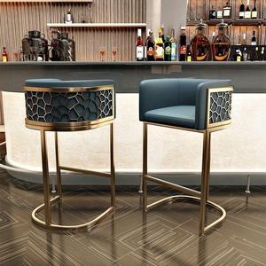 Silla de Bar Alta de Cuero PU de Lujo Nórdico, Diseño Moderno y Minimalista, Uso Comercial, Desmontable, para Isla de <span class=keywords><strong>Cocina</strong></span> - Product Image 1