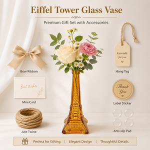 Vase à fleurs décoratif en verre ambré en forme de Tour Eiffel pour centres de table de mariage, fêtes sur le thème de <span class=keywords><strong>Paris</strong></span> et décoration de table à domicile - Product Image 4