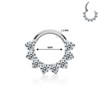 G23 ASTM F136 Titanium Piercing 16G Septum Hoop Nez Ring Hinged Clicker CZ Inlay Earrings Tragus Helix Women Body Jewelry
