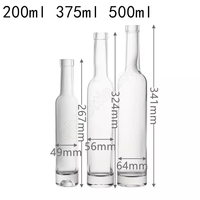 Fabricant Personnalisé Haute Qualité Flint clair Givré 200ml 375ml 500ml Long Cou Grand Maigre Glace Vin Vodka Bouteille en Verre
