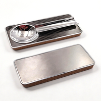 Cendrier de luxe personnalisé avec logo, plaqué or et argent, en métal, avec base en cuir et métal, pour la maison, le bureau, le bar, la salle de séjour, accessoire pour fumeurs
