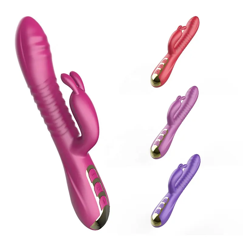 Mainan Seks Vibrator Pemanas Kelinci untuk Wanita, Motor Ganda untuk Wanita Dewasa Silikon Banyak Kecepatan Pemijat Kelinci Dildo Vibrator