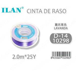 Cinta de Raso Ilan de 2.0m, 25 Yardas, Color Lavanda, D-14 10298 - Product Image 1