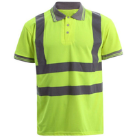 Polo de sécurité haute visibilité en polyester classe 2, réfléchissant, à séchage rapide, en maille respirante, vêtements de travail haute visibilité