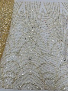 New Jacquard căng thêu <span class=keywords><strong>Net</strong></span> Tulle Bridal ren vải với ren Sequins cho Girls 'dresses - Product Image 2