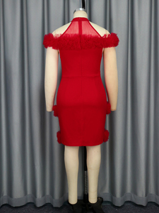 Gaun Prom seksi Turtleneck merah bahu terbuka Tulle Bodycon untuk Hari <span class=keywords><strong>Valentine</strong></span> - Product Image 6