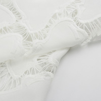 Tissu en maille de dentelle brodée au laser, polyester, chiffon pour robes de mariée, vêtements pour femmes