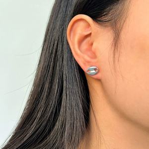 Boucles d'oreilles clous papillon géométriques en acier inoxydable plaqué or pour hommes, en stock, avec accessoires ovales en forme de grain de café, inaltérables - Product Image 3