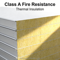Panel Dinding Sandwich Rock Wool Prefab Kedap Suara dan Isolasi Termal untuk Rumah Sementara