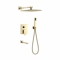 Ensemble de douche encastré moderne en laiton massif, mitigeur de douche pluie 3 fonctions avec douchette à main pour villa et hôtel