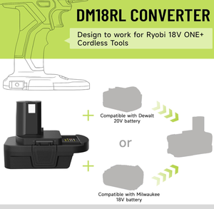 Bộ chuyển đổi Pin tương thích với <span class=keywords><strong>Ryobi</strong></span> <span class=keywords><strong>18V</strong></span> một + Công cụ chuyển đổi cho pin Dewalt 20V & Mil-waukee <span class=keywords><strong>18V</strong></span> để hoạt động với các công cụ <span class=keywords><strong>18V</strong></span> - Product Image 5