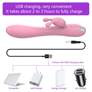 Vibrador de Conejo 2 en 1 Recargable por USB, Silicona de Grado Alimenticio, 10 Velocidades, 100% Impermeable, Vibrador de Bienestar Íntimo para Mujeres - Product Image 6