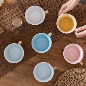 Japanese Retro Matte Ceramic Cup With Handle Solid Color Leopard Print Design For Tea Coffee Breakfast Use - Product Image 5