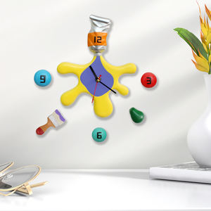 Horloge murale colorée personnalisée en résine silencieuse avec éclaboussures d'encre - Product Image 2