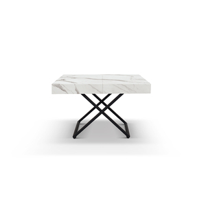 Dining <b>Table</b> White Statuary <b>Marble</b> <b>Top</b> Metal Base Indoor Use - Product Image 4