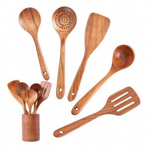 Teak Wood Kitchen Wares <b>Set</b> Spatula <b>Spoons</b> Cooking Utensil <b>Wooden</b> Natural 6 Pieces Dining Room,kitchen in <b>Set</b> for Cooking - Product Image 3