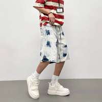 280g lourd été à la mode marque hommes mi-longueur Denim Shorts artisanat coupe ample léger luxe cinq points motif couleur unie pantalon