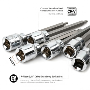 ชุดซ็อกเก็ตหกเหลี่ยม DIY 7 ชิ้น ขนาด 3/8 นิ้ว ชุบโครเมียม สำหรับซ่อมยานยนต์ - Product Image 4